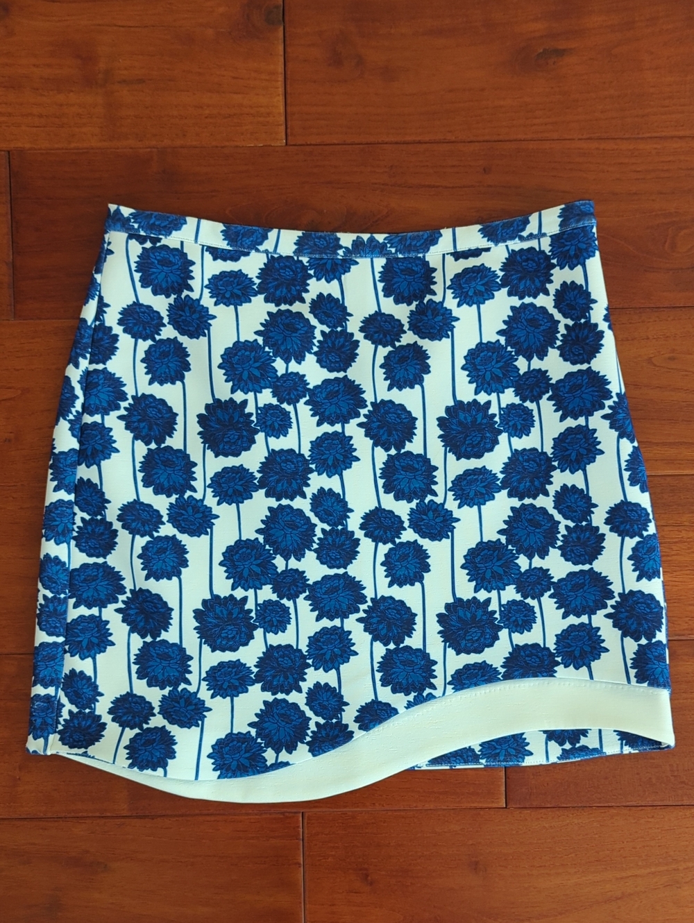 Topshop Asymmetric Mini Skirt White Blue